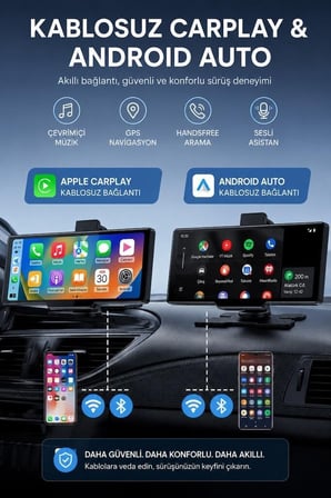 Sesli Komut Akıllı Ekran Seyir Cihazı Araç Kamerası Ön Arka Wifi Bluetooth 4K Carplay T94c41