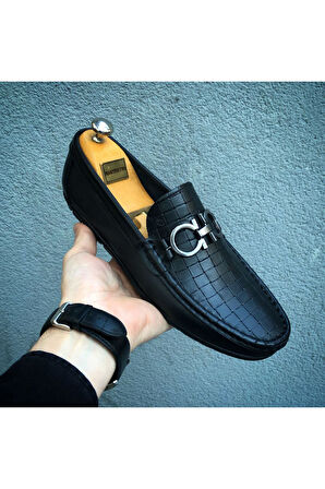 HAKİKİ DERİ SİYAH LOAFER GÜNLÜK ERKEK AYAKKABI GÇATK030424