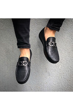 HAKİKİ DERİ SİYAH LOAFER GÜNLÜK ERKEK AYAKKABI GÇATK030424
