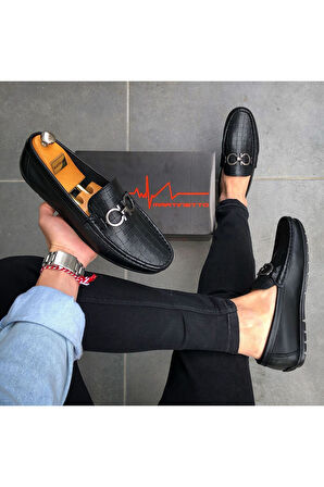 HAKİKİ DERİ SİYAH LOAFER GÜNLÜK ERKEK AYAKKABI GÇATK030424