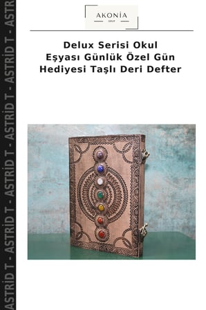 Delux Serisi Okul Eşyası Günlük Özel Gün Hediyesi Taşlı Deri Defter