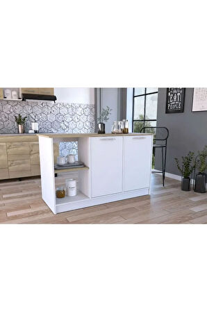 Kumsal Mutfak Adası - Beyaz-150 Cm
