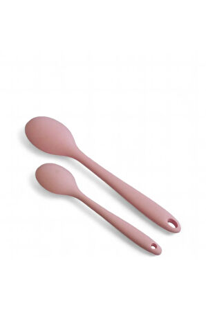 28-20cm ısıya dayanıklı silikon kaşık seti tozpembe