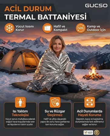 Termal Battaniye Acil Durum Deprem Survival Isı Koruyucu Su ve Rüzgar Geçirmez