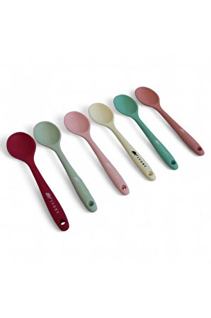 20cm ısıya dayanıklı silikon  6'lı renkli kaşık seti