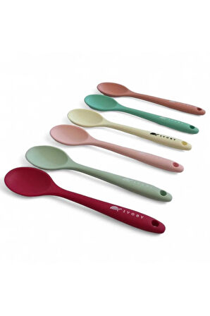 20cm ısıya dayanıklı silikon  6'lı renkli kaşık seti