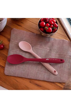 silikon 20cm 2'li koyu pembe + tozpembe l kaşık