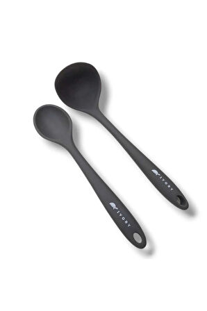 2li silikon kaşık ve kepçe seti 1 adet kaşık 27.5cm 1 adet kepçe
