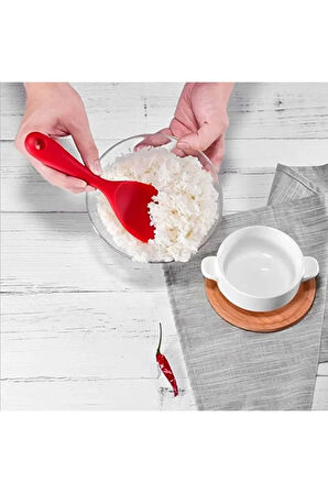 Silikon Geniş Pilav Kaşığı (22.5CM) Kırmızı
