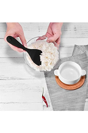 İvory silikon geniş pilav kaşığı (22.5cm) siyah