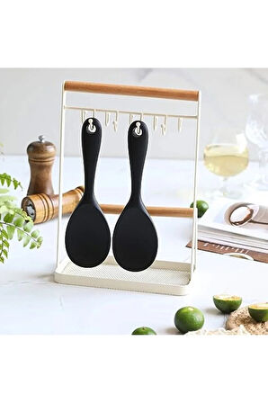 İvory silikon geniş pilav kaşığı (22.5cm) siyah