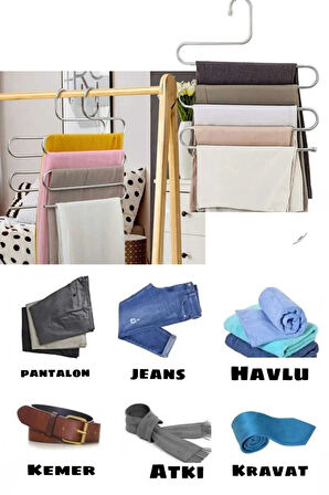 Dolap içi 5 katlı metal eşarp, şal, pantalon askısı-düzenleyici organizer askı (3 ADET)