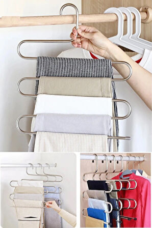 Dolap içi 5 katlı metal eşarp, şal, pantalon askısı-düzenleyici organizer askı (6 ADET)