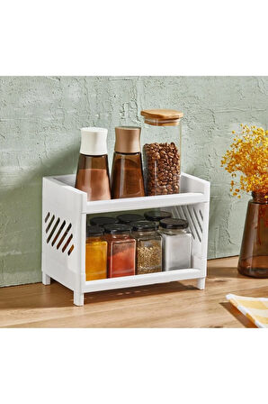 Venedik Beyaz 2 katlı (ayrılabilir) raf plastik masa organizeri
