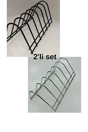 2'li siyah gri renk metal 6 bölmeli tabaklık