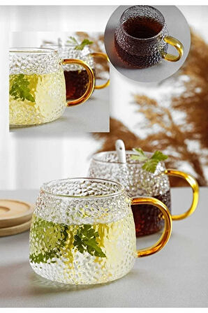 Damla Desenli Oval Isıya Dayanıklı Borsilikat Çay Kahve Fincanı-bardak 400 Ml