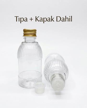 10'lu Set Mandalina Model PET Şişe Metal Gold Kapaklı Damlalıklı, Kolonya Şişesi Parfüm Şişesi 50 cc
