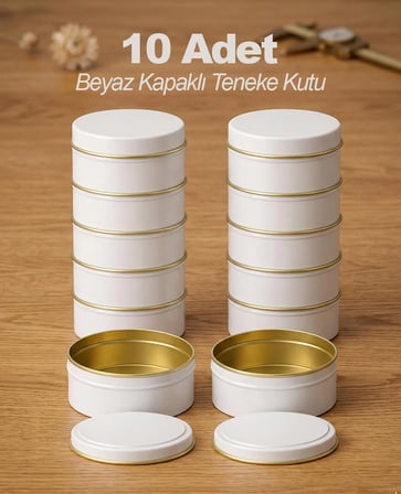 100 Ml Mum Tenekesi Beyaz Metal Kutu Kapaklı | Kozmetik Krem Bal Mum Kabı 100 Cc