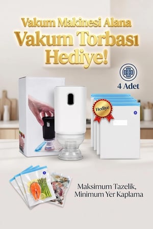90W Gıda Vakum Makinesi USB Şarjlı Elektrikli Vakum Pompası Taşınabilir Vakumlama Cihazı + 4 Adet 30x34 cm Vakum Poşeti