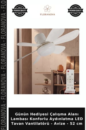 Günün Hediyesi Çalışma Alanı Lambası Konforlu Aydınlatma LED Tavan Vantilatörü - Avize - 52 cm
