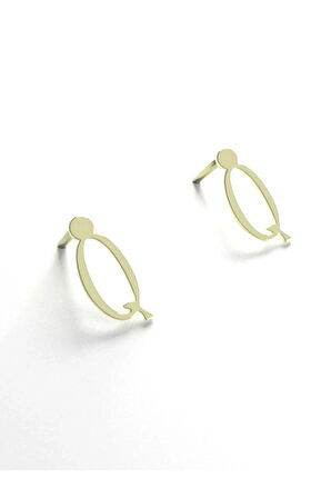 14 ayar altın Kalp küpe 0.6 gr, GC17677 Kodlu