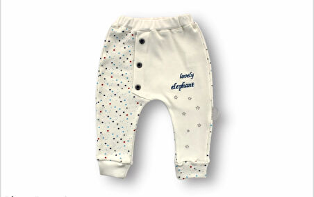 3-6 6-9 9-12 Ay Kutup Yıldızı Nakışlı Bandajlı Uzun Kollu Sweat 3lü Erkek Bebek Takımı Ekru