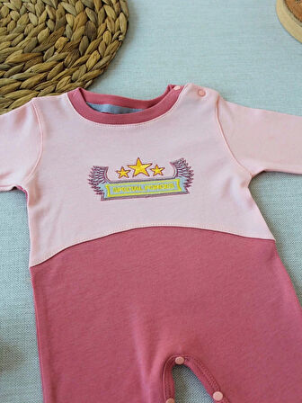 3-6 9-12 12-18 Ay Özel Kuvvetler Nakışlı Bere Şapkalı Kız Erkek Bebek Tulumu Gül Kurusu