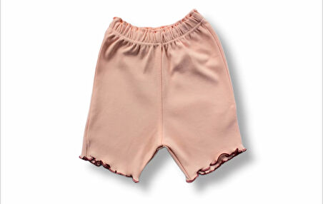 3-6 6-9 9-12 12-18 Ay Düğme Detaylı Bandanalı Kısa Kollu Sweat 3lü Kız Bebek Takımı Gül Kurusu