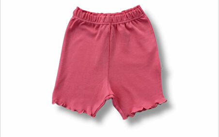 3-6 6-9 9-12 12-18 Ay Düğme Detaylı Bandanalı Kısa Kollu Sweat 3lü Kız Bebek Takımı Pudra