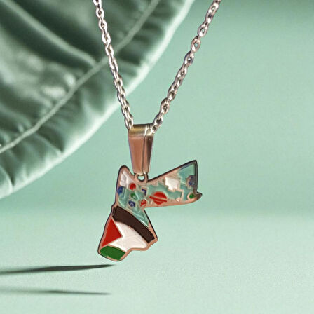 Filistin-Palestine Harita ve Anahtar Modeli Özel Tasarım Kolye