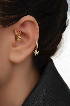 2 Adet Zirkon Kelebekli Halka Piercing Tragus Helix Forward Kıkırdak Lob Daith (1 Adet 6 mm 1 Adet 8 mm)