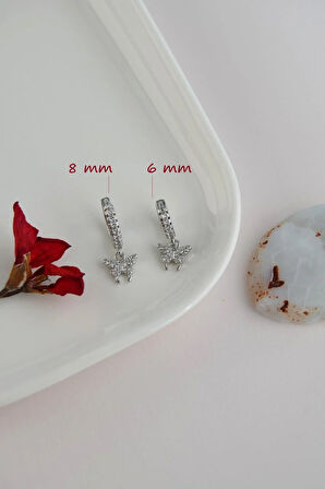 2 Adet Zirkon Kelebekli Halka Piercing Tragus Helix Forward Kıkırdak Lob Daith (1 Adet 6 mm 1 Adet 8 mm)