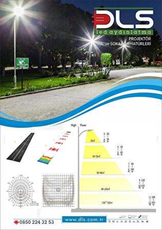 150W Led Yol Sokak Armatür DLS Park Bahçe Çevre Site Bina Dış Mekan Lamba Aydınlatma Ledli Sokak Armatürü