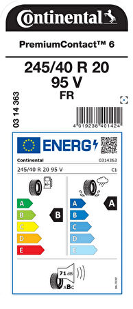 CONTİNENTAL 245/40R20 95V FR PC6 YAZ LASTİGİ ÜRETİM YILI:2025