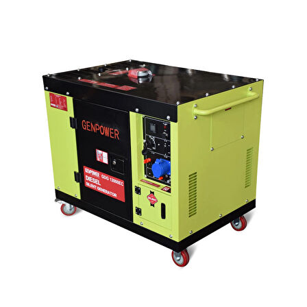 Genpower GDG 12000 EC Model 12 kVA, Dizel, Ses İzolasyon Kabinli,Marşlı,Tekerlekli,Monofaze (220 Volt)Portatif Jeneratör