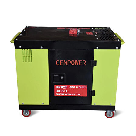 Genpower GDG 12000 EC Model 12 kVA, Dizel, Ses İzolasyon Kabinli,Marşlı,Tekerlekli,Monofaze (220 Volt)Portatif Jeneratör