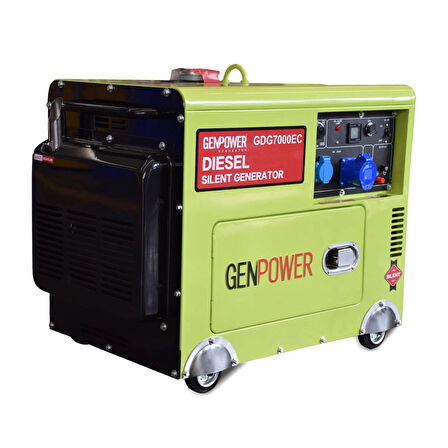 Genpower GDG 7000 EC 7 Kva Dizel, Marşlı, Tekerlekli, Ses İzolasyon Kabinli Monofaze ( 220 Volt) Portatif Jeneratör