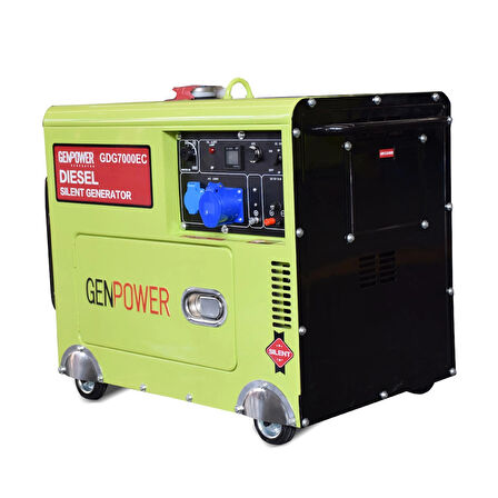 Genpower GDG 7000 EC 7 Kva Dizel, Marşlı, Tekerlekli, Ses İzolasyon Kabinli Monofaze ( 220 Volt) Portatif Jeneratör