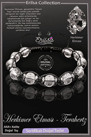 Sertifikalı Terahertz - Herkimer Elması Bileklik - Herkimer Diamond
