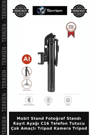 Mobil Stand Fotoğraf Standı Kayıt Ayağı C16 Telefon Tutucu Çok Amaçlı Tripod Kamera Tripod