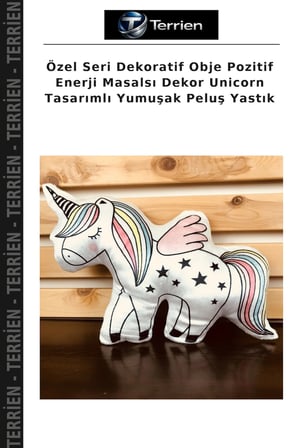 Özel Seri Dekoratif Obje Pozitif Enerji Masalsı Dekor Unicorn Tasarımlı Yumuşak Peluş Yastık