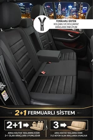 Chrysler Le Baron Le Baron 3.0 I V6 - 143 Hp 1993 UYUMLU  KUMAŞ ALCANTARA OTO KOLTUK KILIFI SİYAH