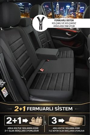 Mitsubishi Rvr (e-n23w) 2.0 I 16v 4wd R (160 Hp) 1995 UYUMLU  KUMAŞ ALCANTARA OTO KOLTUK KILIFI SİYAH