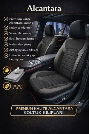 Chevrolet Aveo Sedan 1.4 16v Ltz Ov Mylink 2012 UYUMLU  KUMAŞ ALCANTARA OTO KOLTUK KILIFI SİYAH