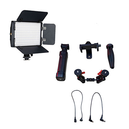 GDX CF-150C RGB Telefon Vlog Seti + El Tipi Powerbank Tripod Batarya