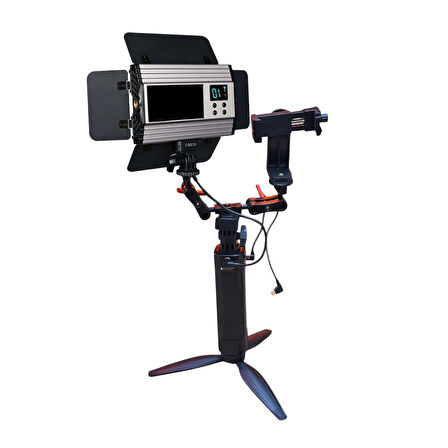 GDX CF-150C RGB Telefon Vlog Seti + El Tipi Powerbank Tripod Batarya