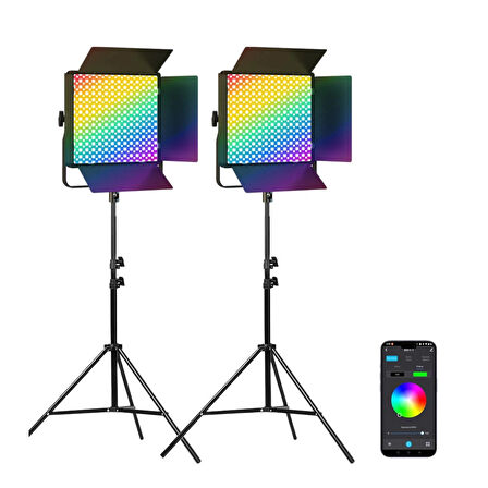 Gdx CF-900R Rgb Led İkili Video ve Fotoğraf Işık Seti