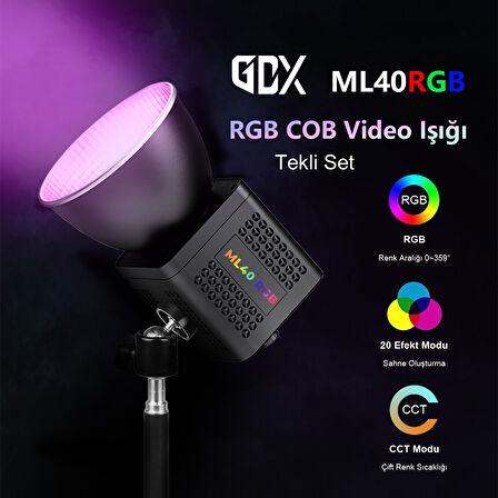 Gdx ML40RGB Fotoğrafçılık ve Video Çekim Tekli Işık Seti