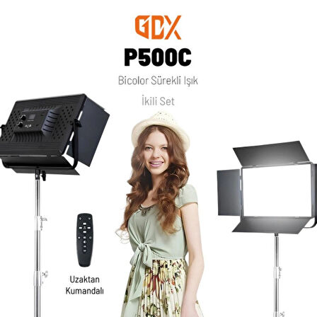 Gdx P500C Bicolor Profesyonel İkili LED Panel Video ve Fotoğraf Stüdyo Işık Seti