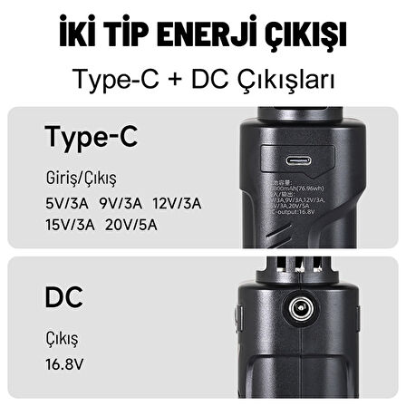 Gdx 20800mAh Hızlı Şarjlı Dış Çekim 100W Çıkışlı Taşınabilir El Tipi Powerbank Tripod Batarya